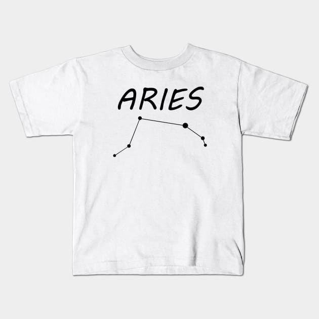 Aries Zodiac Star Sign Kids T-Shirt by CatsAreAmazing1